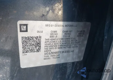 2018 Chevrolet Malibu Lt из США, поврежденный, VIN 1G1ZD5ST7JF233140